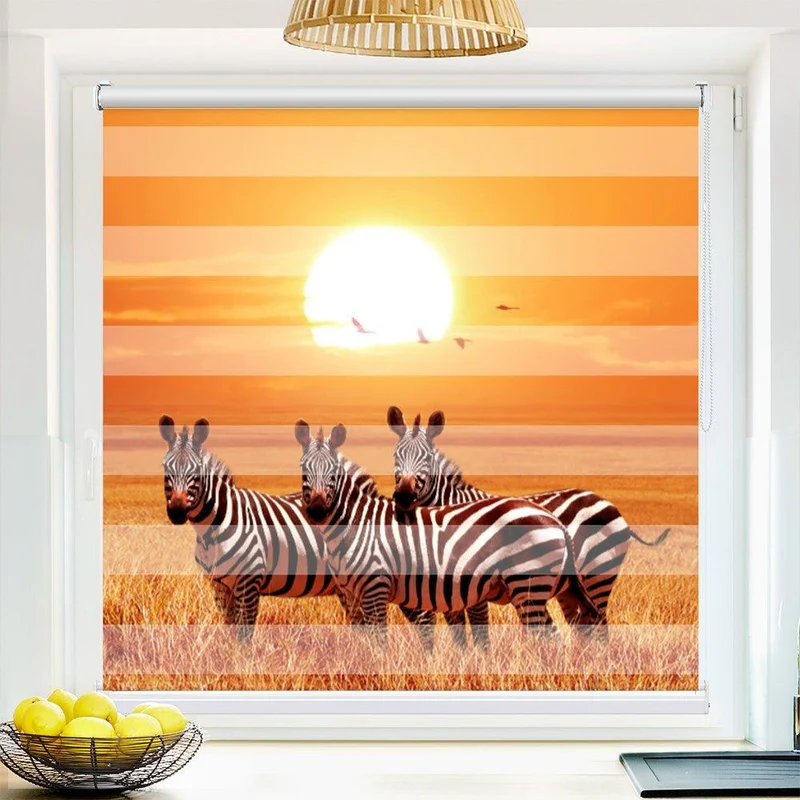 Klemmfix Doppelrollo "Zebra Afrika Savanne" | Klemm Doppelrollo