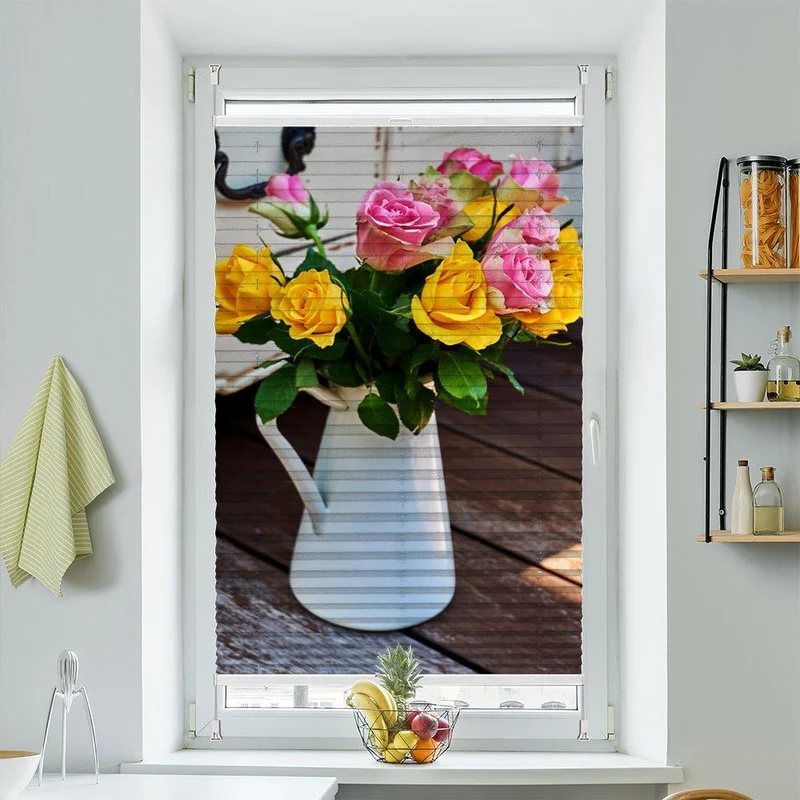 Plissee Motiv "Kommode Rosen"