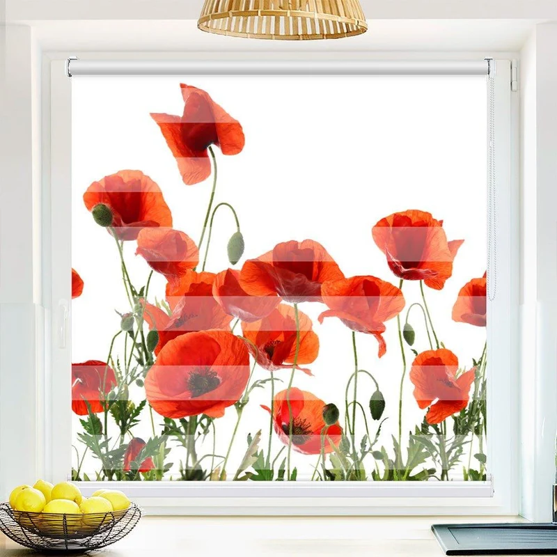 Klemmfix Doppelrollo "Roter Mohn" | Klemm Doppelrollo