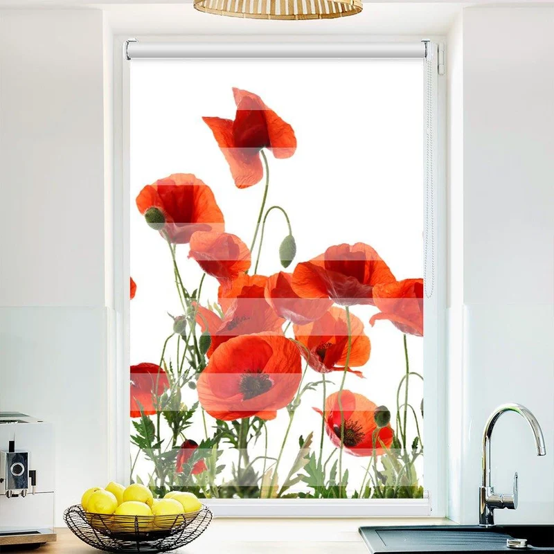 Klemmfix Doppelrollo "Roter Mohn" | Klemm Doppelrollo