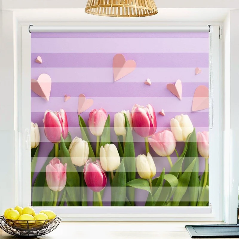 Klemmfix Doppelrollo "Tulpen lila Hintergrund" | Klemm Doppelrollo
