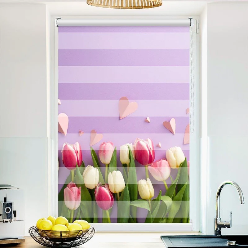 Klemmfix Doppelrollo "Tulpen lila Hintergrund" | Klemm Doppelrollo