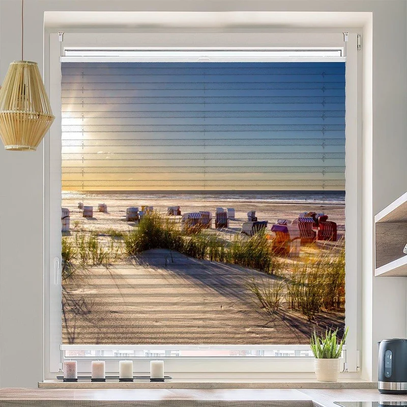 Plissee Motiv "Strandkorb Nordsee"