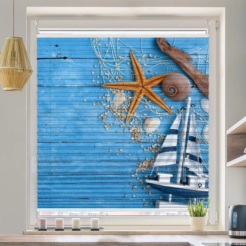 Plissee Motiv "Maritim Strandgut"