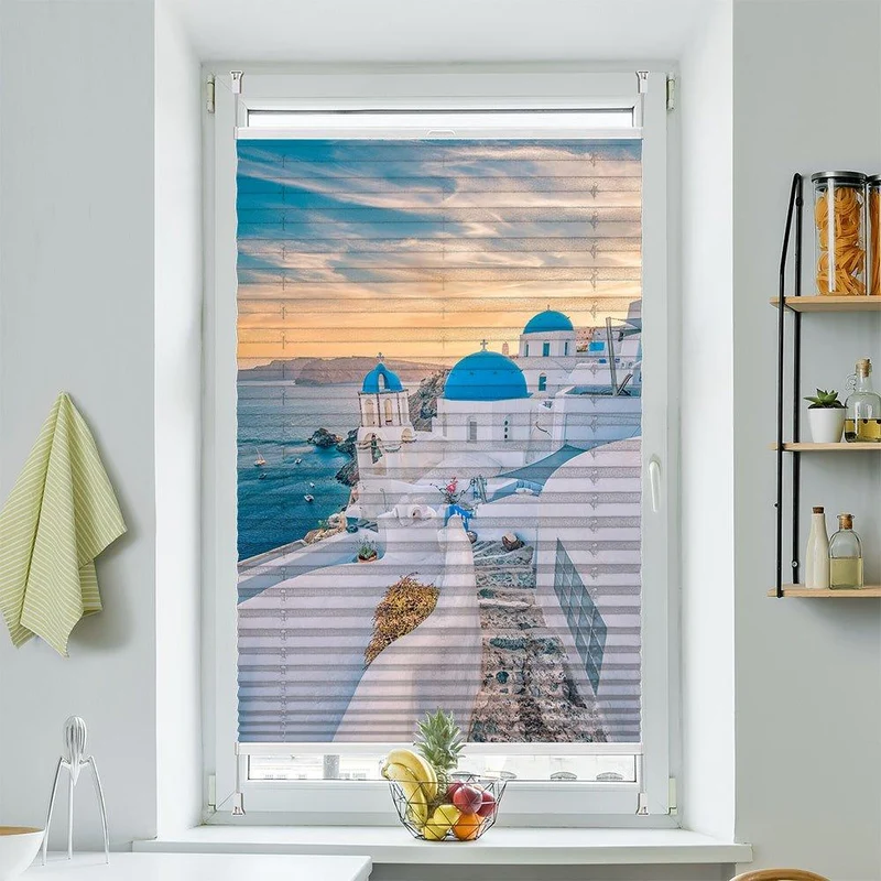 Plissee Motiv "Santorini Meer"