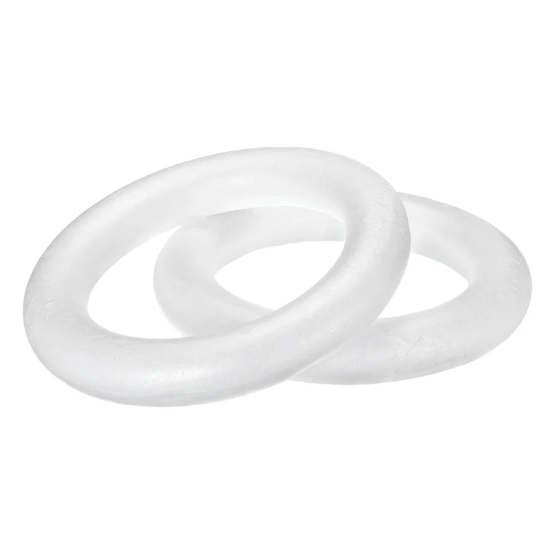 2 Pcs Craft Foam Wreath, 28cm/11.02" Round Craft Rings for Decoration DIY, White
