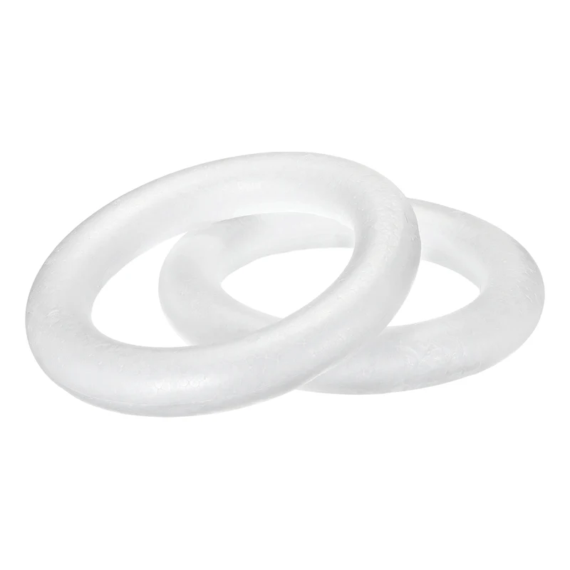 2 Pcs Craft Foam Wreath, 20cm/7.87" Round Craft Rings for Decoration DIY, White