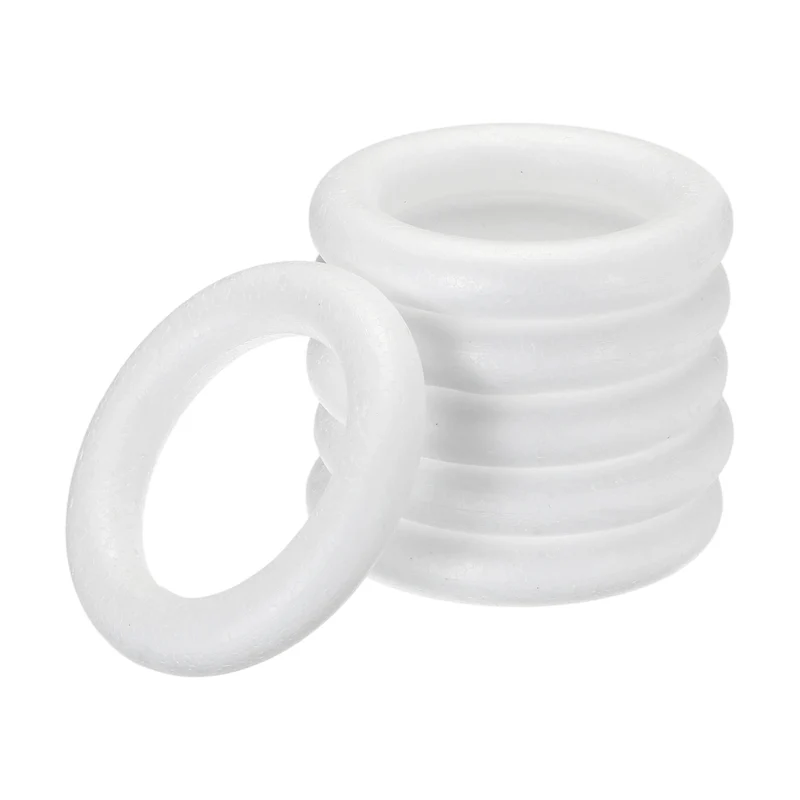 6 Pcs Craft Foam Wreath, 12cm/4.72" Round Craft Rings for Decoration DIY, White