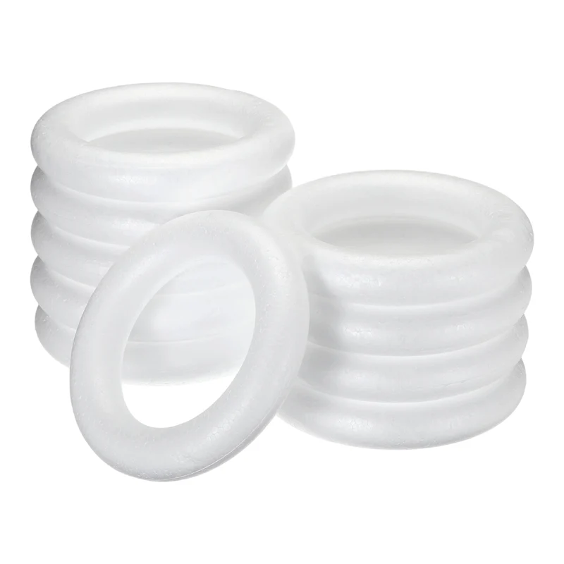 10 Pcs Craft Foam Wreath, 15cm/5.91" Round Craft Rings for Decoration DIY, White