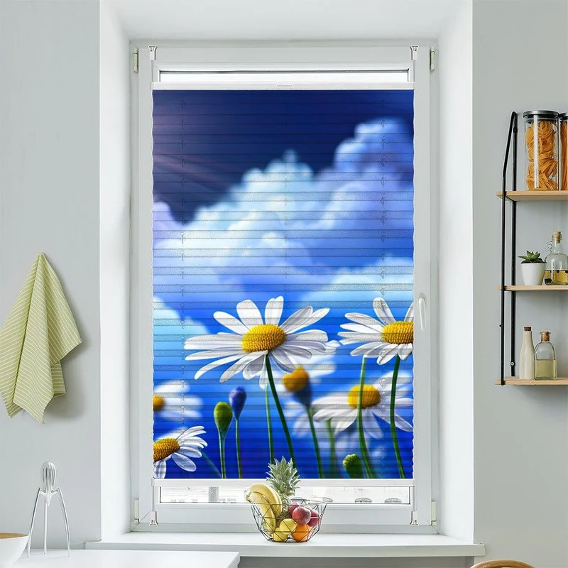 Wabenplissee Motiv "Margariten Sonne Wildblume"