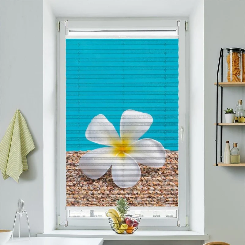 Wabenplissee Motiv "Plumeria Frangipani Wasser"