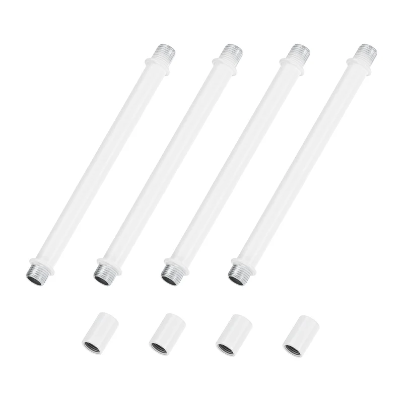 4 Set 150mm Straight Pipe Lamp Stem Kit M10 Double End Thread Rod W/Nuts White