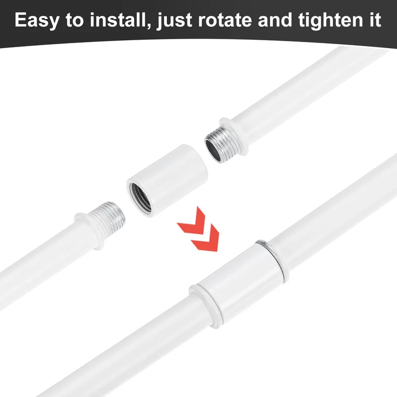 4 Set 120mm Straight Pipe Lamp Stem Kit M10 Double End Thread Rod W/Nuts White