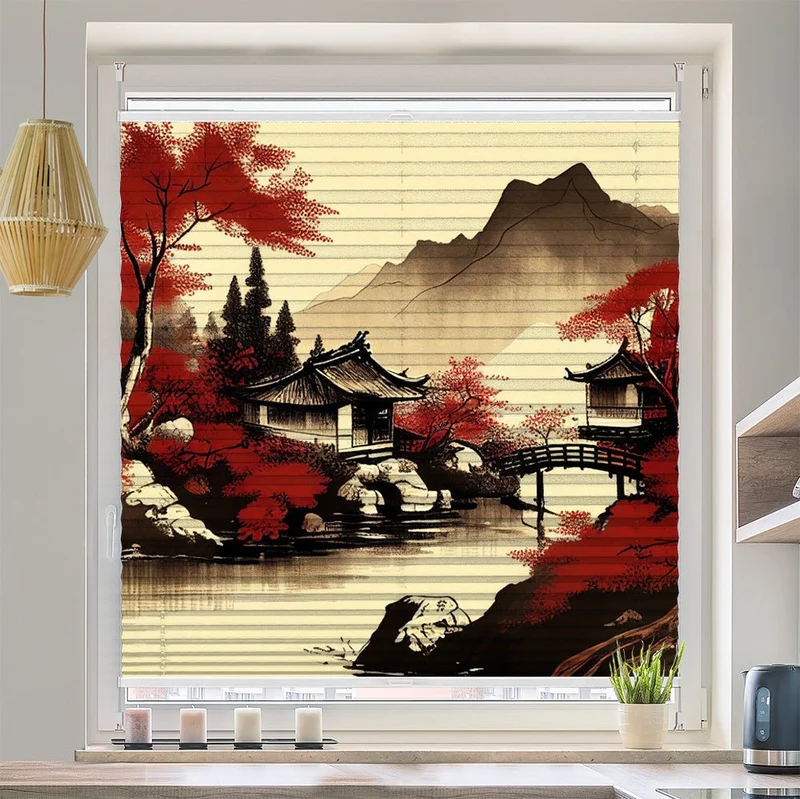 Wabenplissee Motiv "China Landschaft"