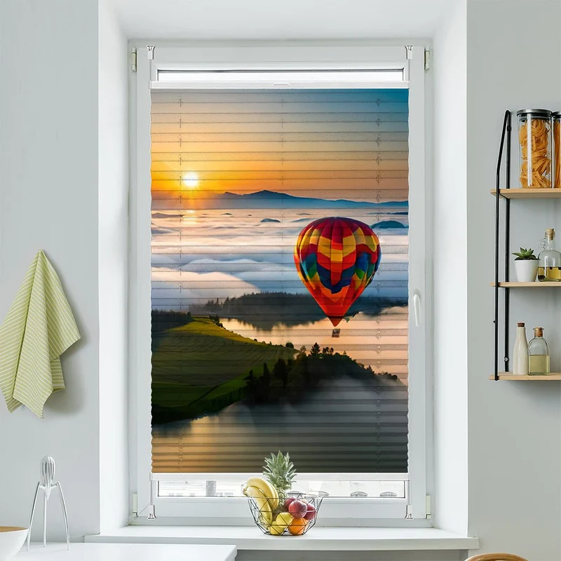 Wabenplissee Motiv "Heissluftballon Berge"