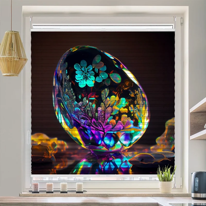 Wabenplissee Motiv "Opal Kristall bunt"