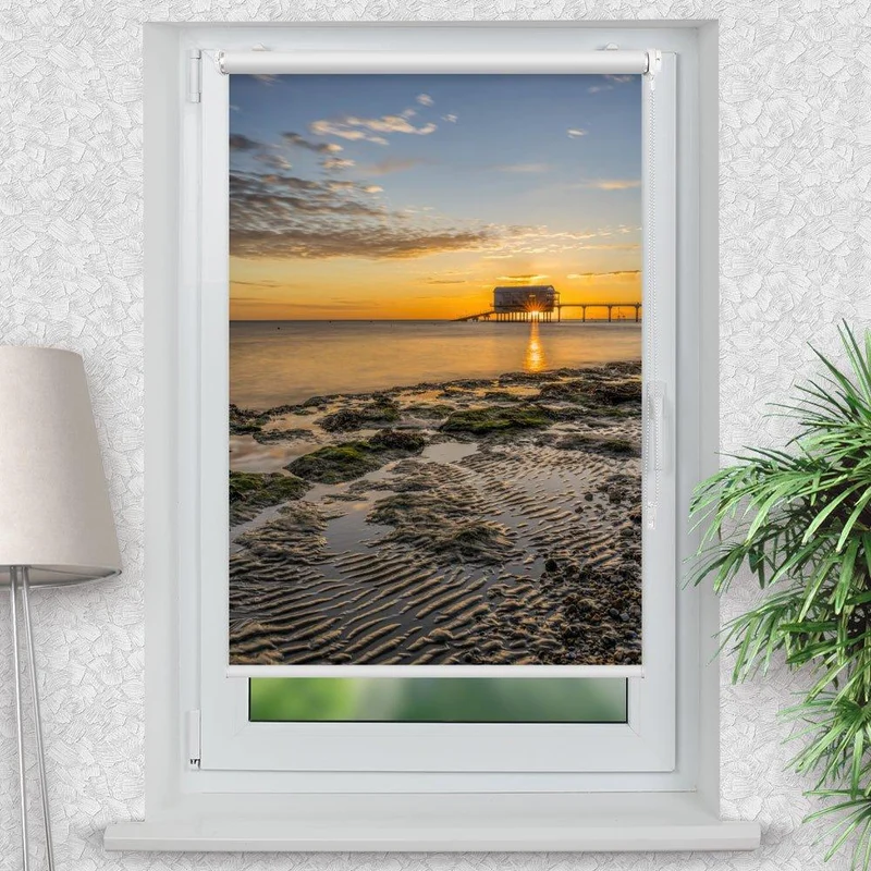 Klemmfix Rollo "Küste Meer Sonnenaufgang" | Motiv-Klemmrollo