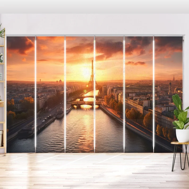 Schiebegardine Motiv "Eiffelturm Seine Paris"