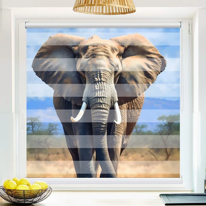 Klemmfix Doppelrollo "Elefant Ölgemälde" | Klemm Doppelrollo