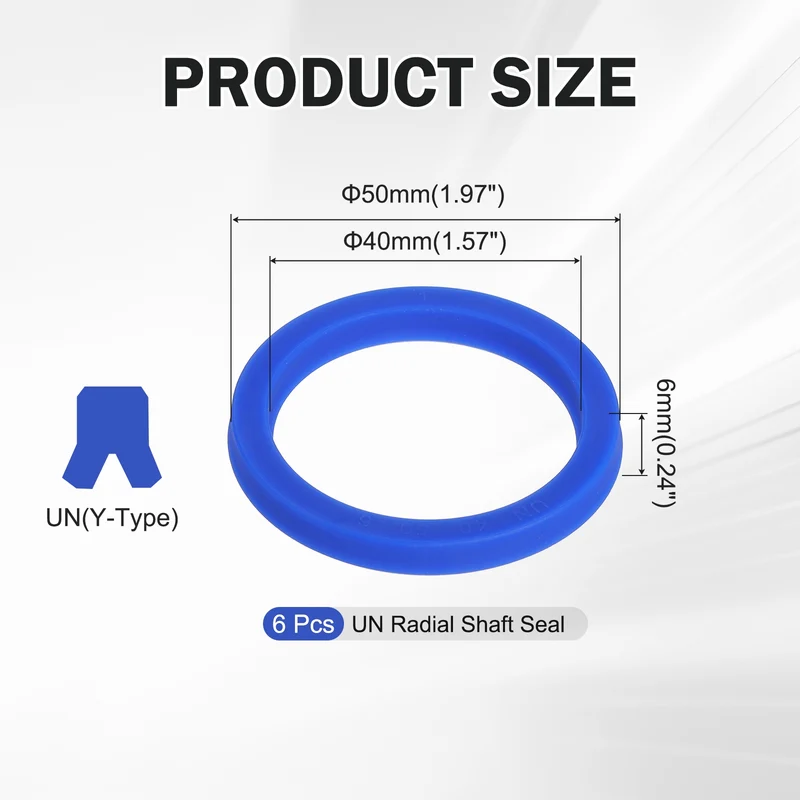6 Pcs UN Radial Shaft Seal, 40mm ID x 50mm OD x 6mm Width TPU Oil Seal, Blue