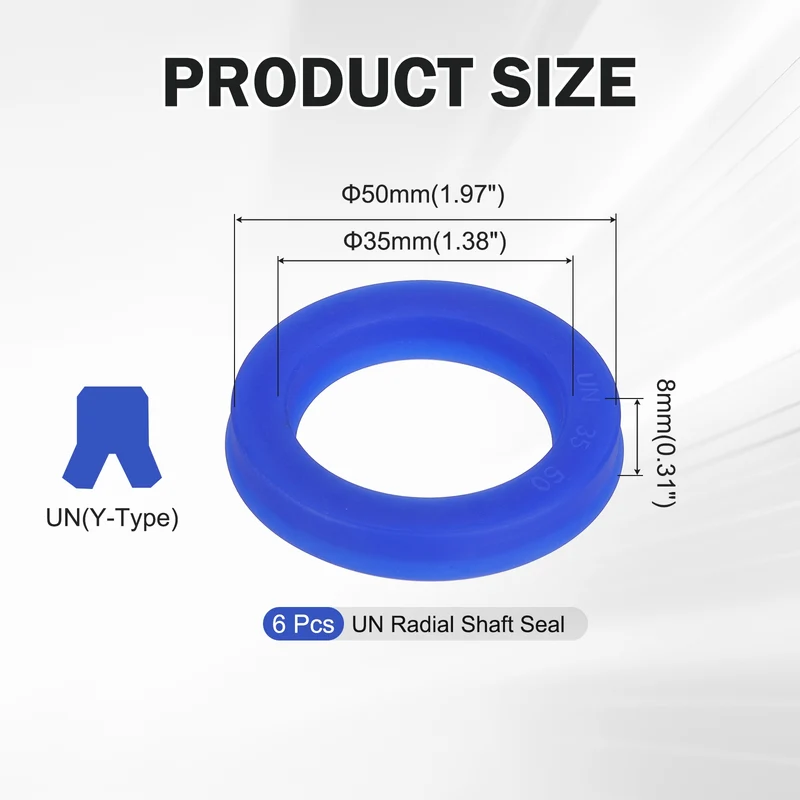 2 Pcs UN Radial Shaft Seal, 35mm ID x 50mm OD x 8mm Width TPU Oil Seal, Blue