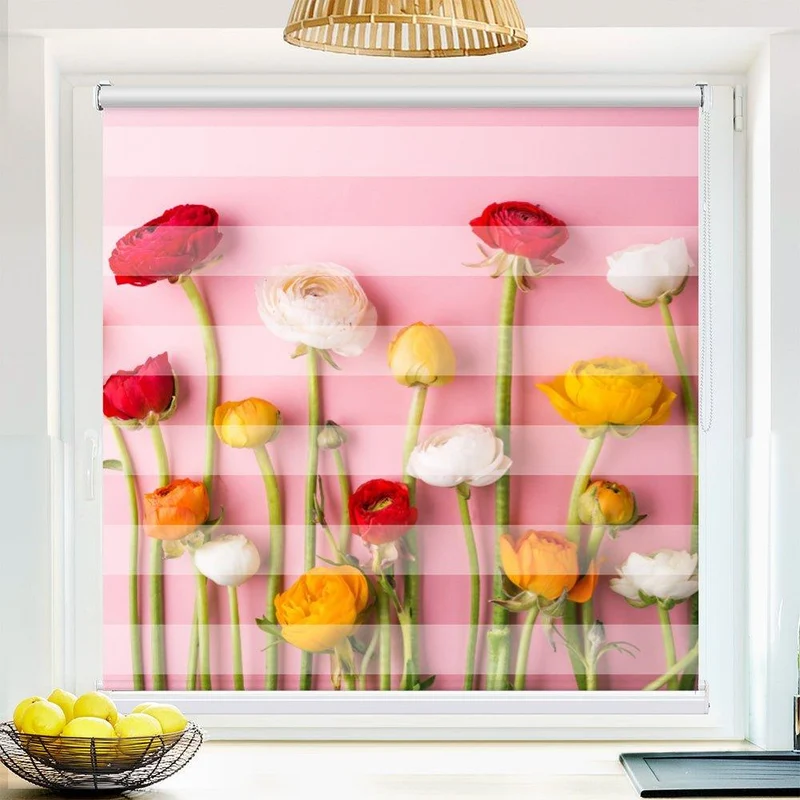 Klemmfix Doppelrollo "blumen bunt" | Klemm Doppelrollo