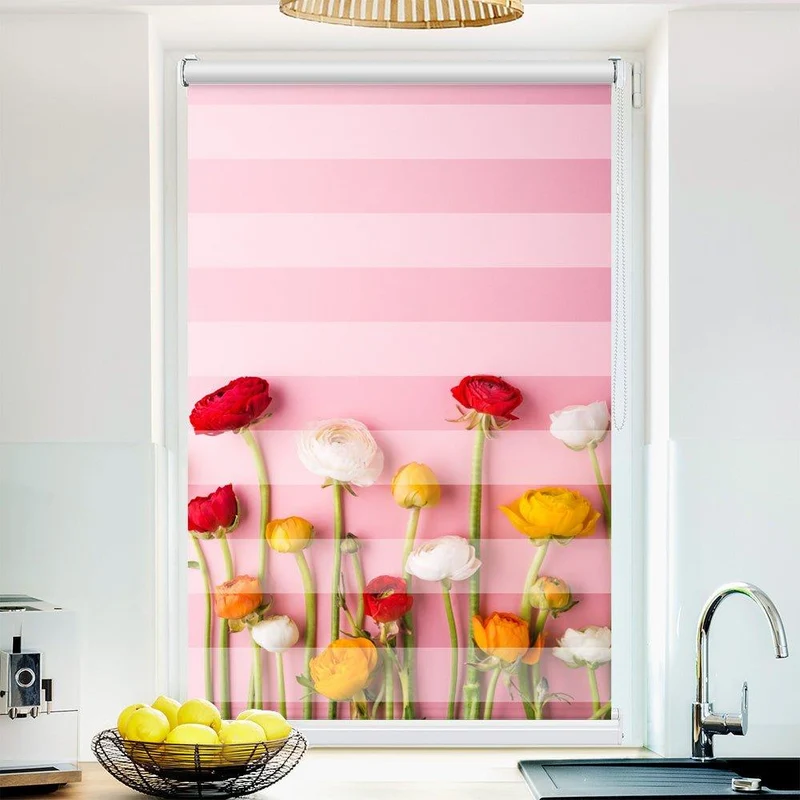 Klemmfix Doppelrollo "blumen bunt" | Klemm Doppelrollo
