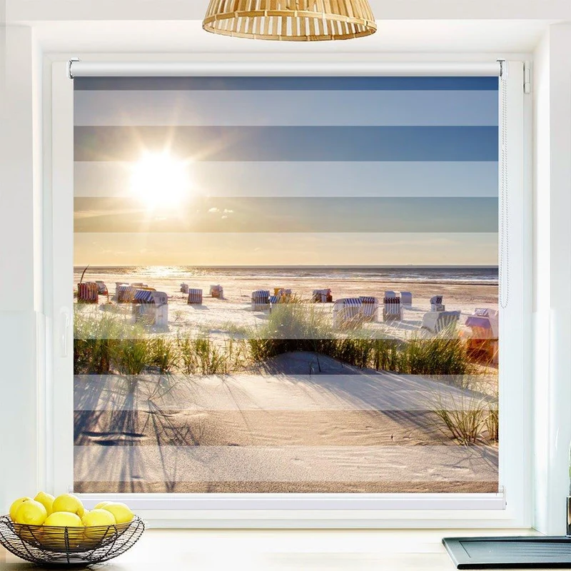 Klemmfix Doppelrollo "Strandkorb Nordsee" | Klemm Doppelrollo