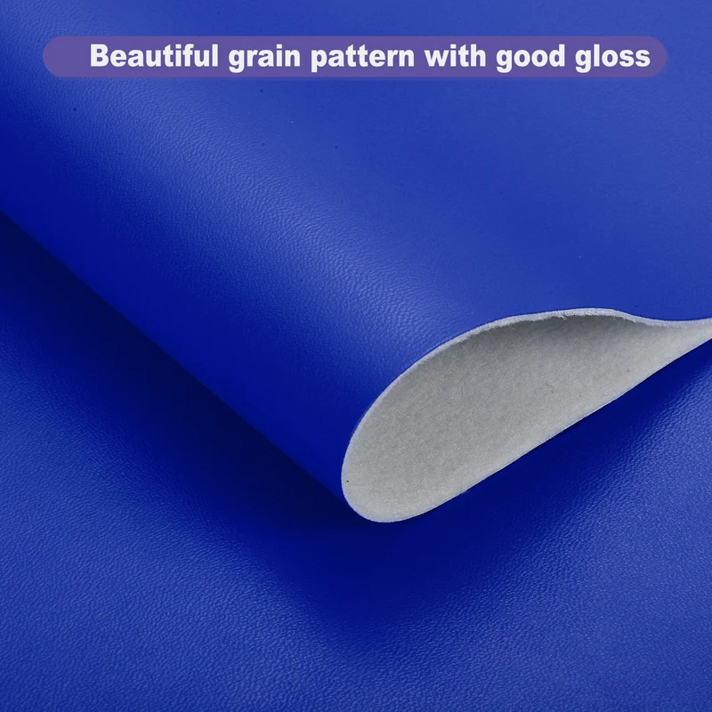 PU Faux Leather Fabric 0.4 Yards Synthetic Leather Material, Blue