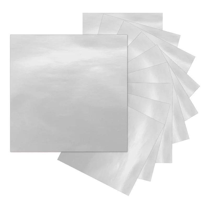 10Pcs Adhesive Vinyl Sheets Bundle,12”x 12”Self Adhesive Vinyl, Metallic Silver