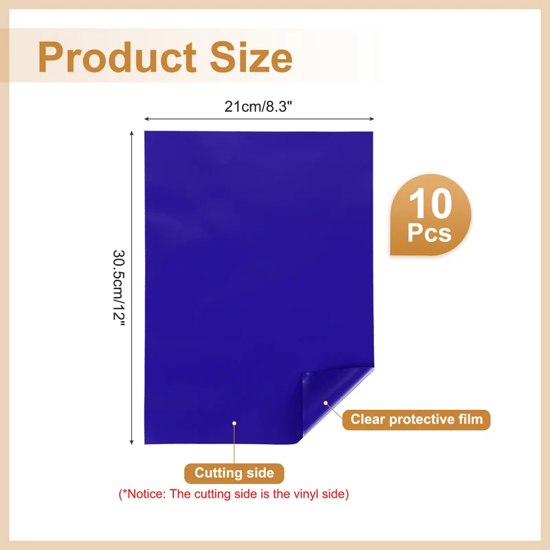10Pcs Adhesive Vinyl Sheets Bundle,8.3”x 12”Self Adhesive Vinyl, Sapphire Blue