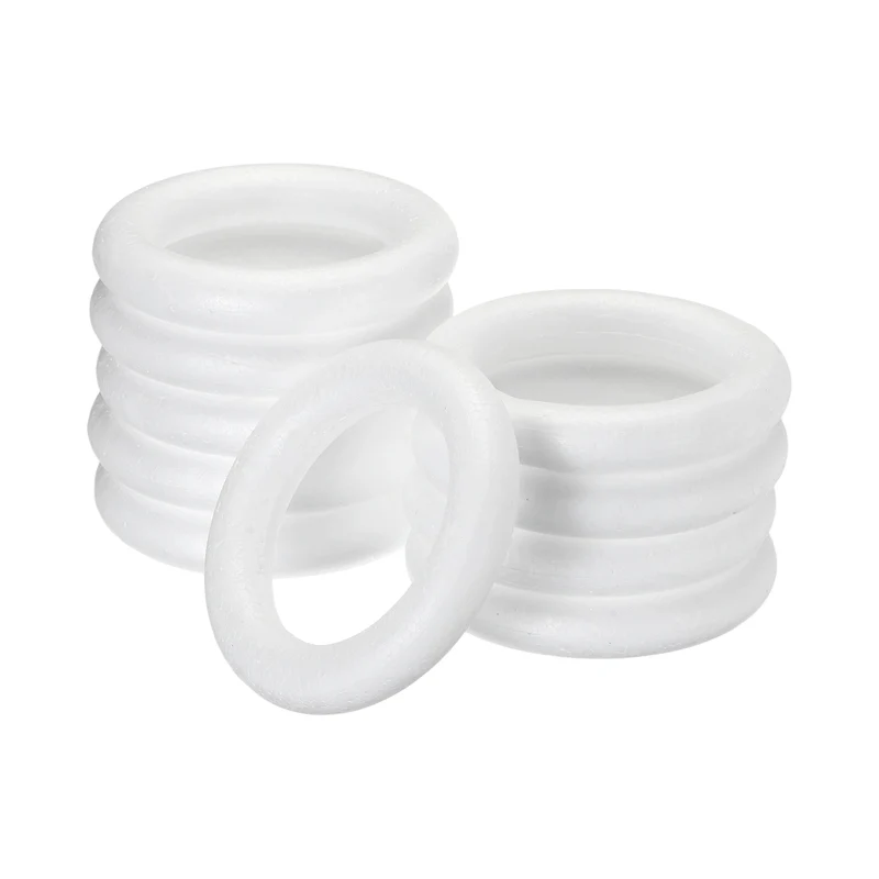 10 Pcs Craft Foam Wreath, 10cm/3.94" Round Craft Rings for Decoration DIY, White