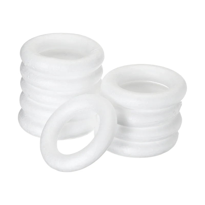 10 Pcs Craft Foam Wreath, 8cm/3.15" Round Craft Rings for Decoration DIY, White