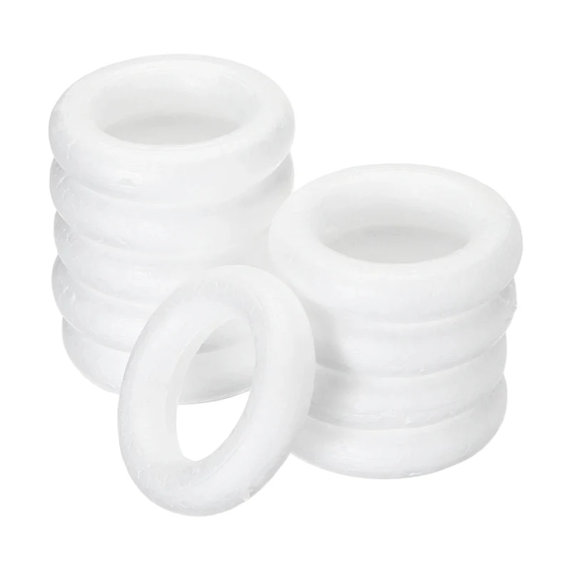 10 Pcs Craft Foam Wreath, 5cm/2" Round Craft Rings for Decoration DIY, White