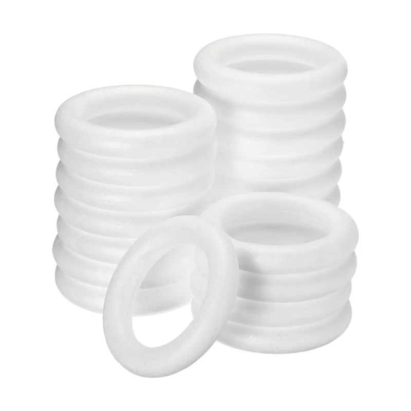 20 Pcs Craft Foam Wreath, 10cm/3.94" Round Craft Rings for Decoration DIY, White