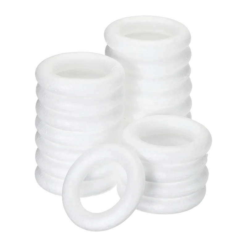 20 Pcs Craft Foam Wreath, 7cm/2.76" Round Craft Rings for Decoration DIY, White