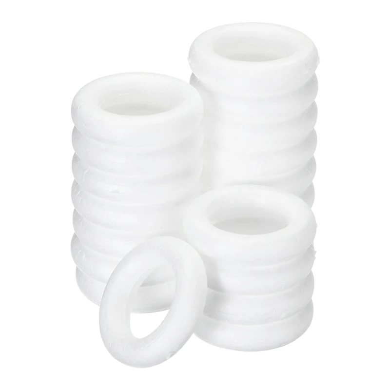 20 Pcs Craft Foam Wreath, 5cm/2" Round Craft Rings for Decoration DIY, White