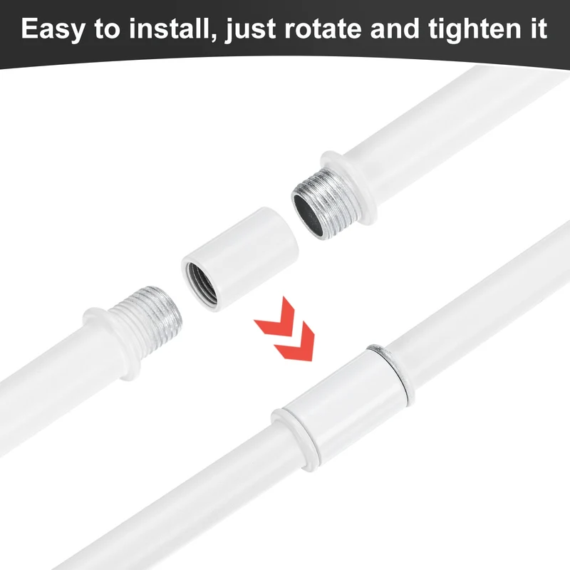 6 Set 100mm Straight Pipe Lamp Stem Kit M10 Double End Thread Rod W/Nuts White
