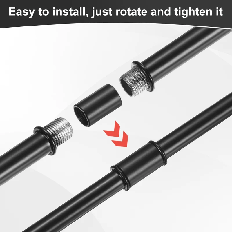 6 Set 80mm Straight Pipe Lamp Stem Kit M10 Double End Thread Rod W/Nuts Black