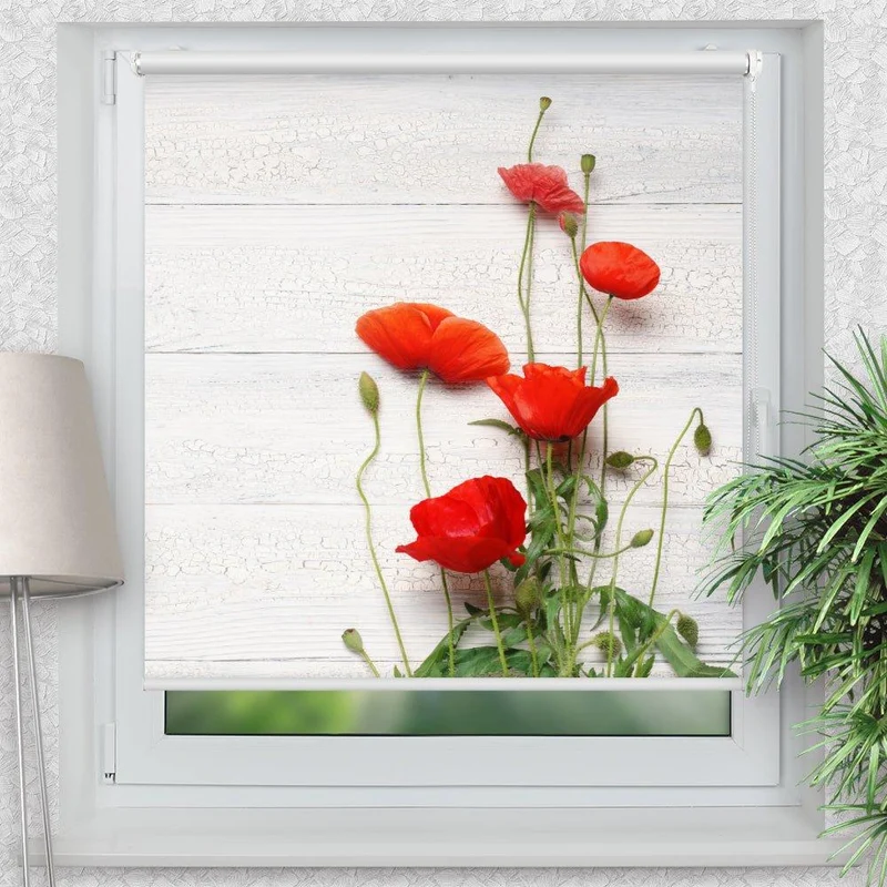 Klemmfix Rollo "Mohn rot" | Motiv-Klemmrollo