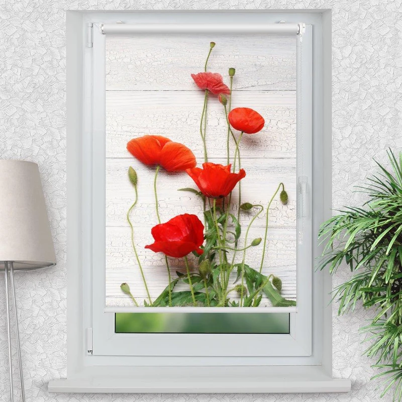 Klemmfix Rollo "Mohn rot" | Motiv-Klemmrollo
