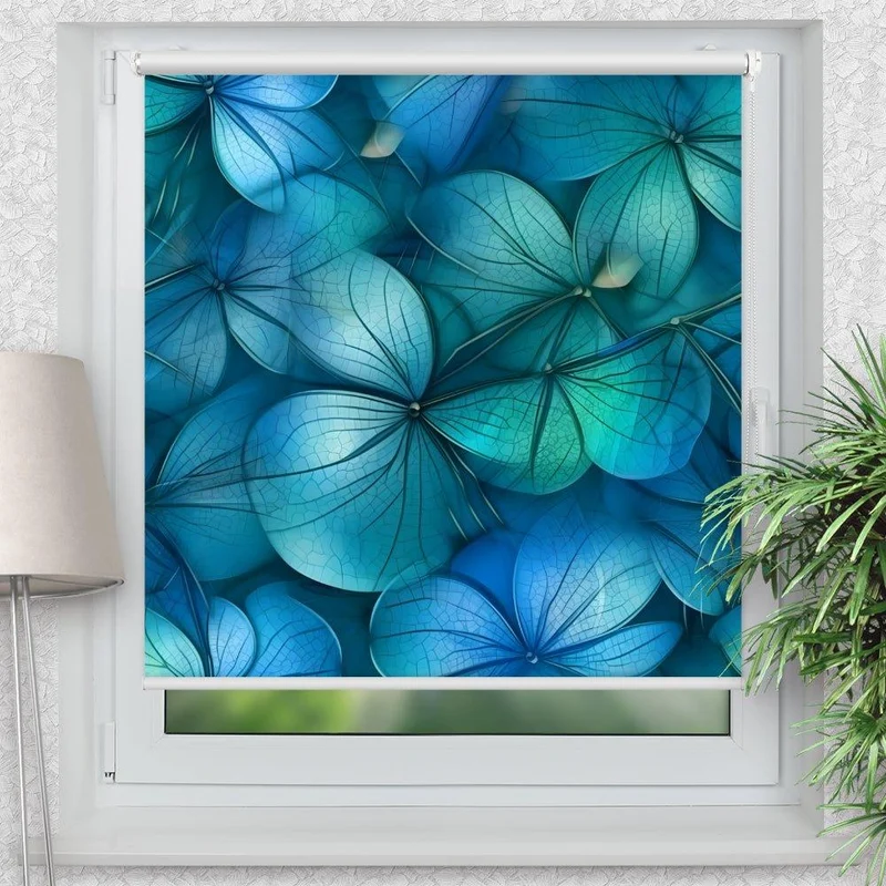 Klemmfix Rollo "Blüten blau" | Motiv-Klemmrollo