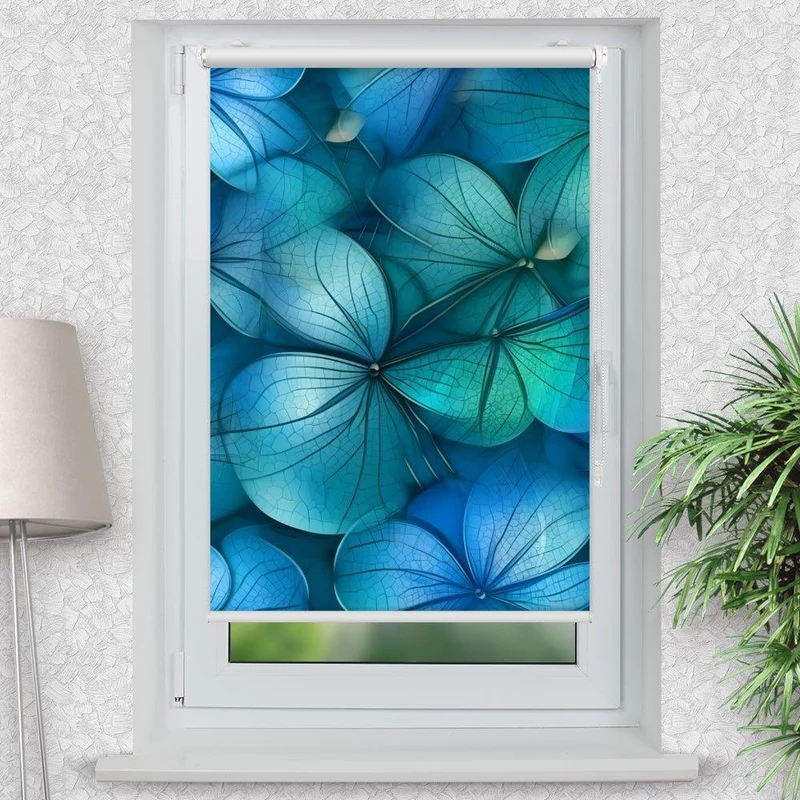 Klemmfix Rollo "Blüten blau" | Motiv-Klemmrollo
