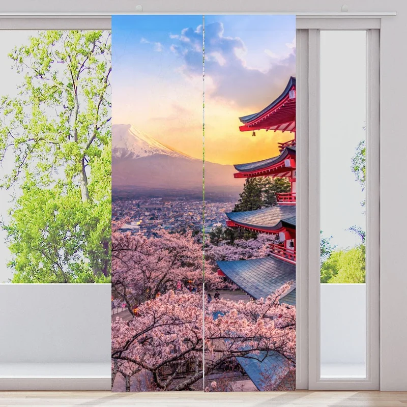 Schiebegardine Motiv "Japan Fuji Kirschblüte"