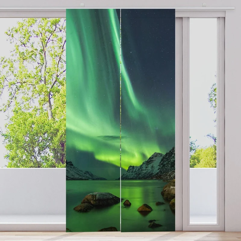 Schiebegardine Motiv "Nordlicht Norwegen"