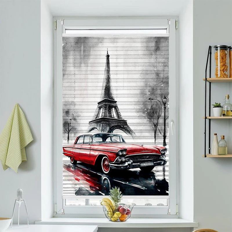 Plissee Motiv "Eifelturm Cadillac"