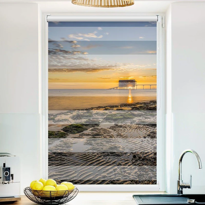 Klemmfix Doppelrollo "Küste Meer Sonnenaufgang" | Klemm Doppelrollo