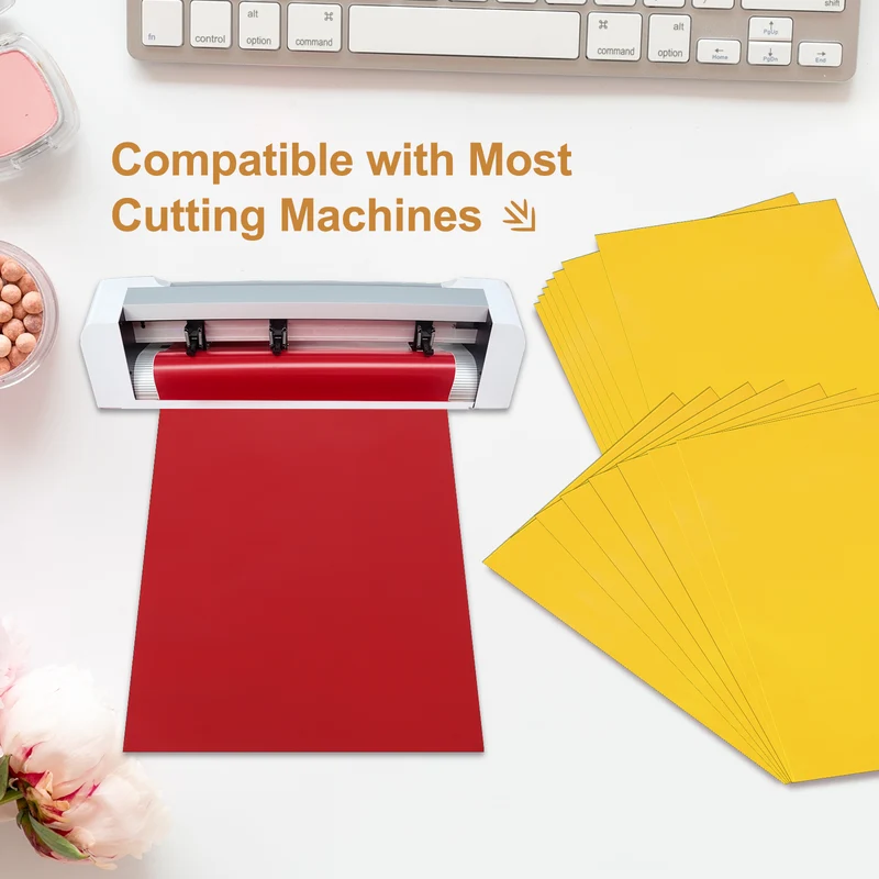 10Pcs Adhesive Vinyl Sheets Bundle,8.3”x 12”Self Adhesive Vinyl, Yellow