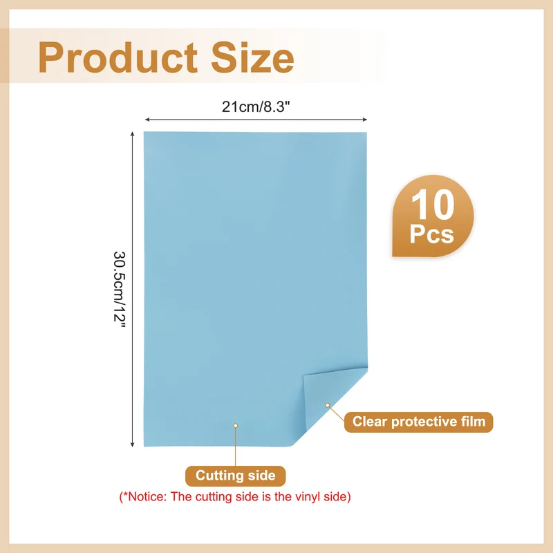 10Pcs Adhesive Vinyl Sheets Bundle,8.3”x 12”Self Adhesive Vinyl, Gray-blue