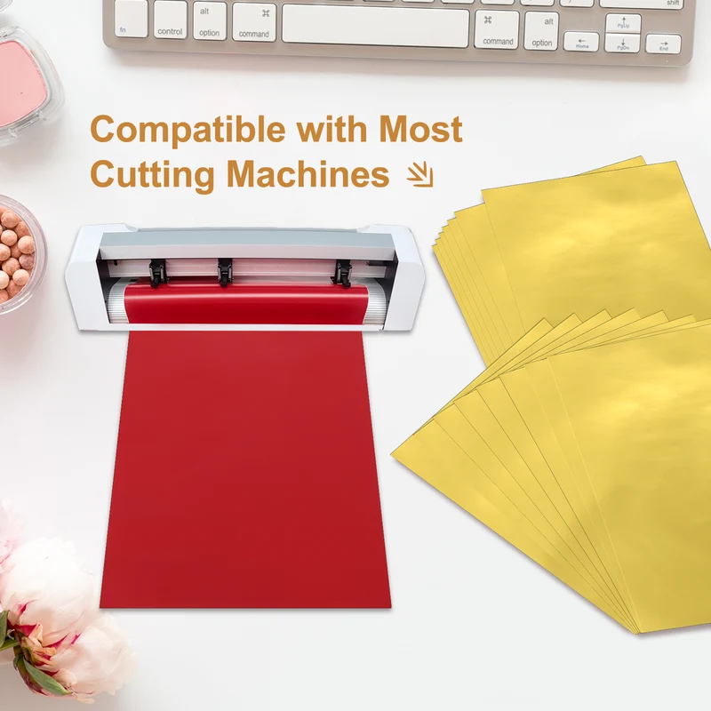 10Pcs Adhesive Vinyl Sheets Bundle,8.3”x 12”Self Adhesive Vinyl, Matte Gold